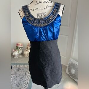 Trixxi Royal Blue and Black Beaded Mini Dress